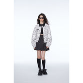Unisex Jacket Vintage Floral Polo Collar Jacket Baggy Coat